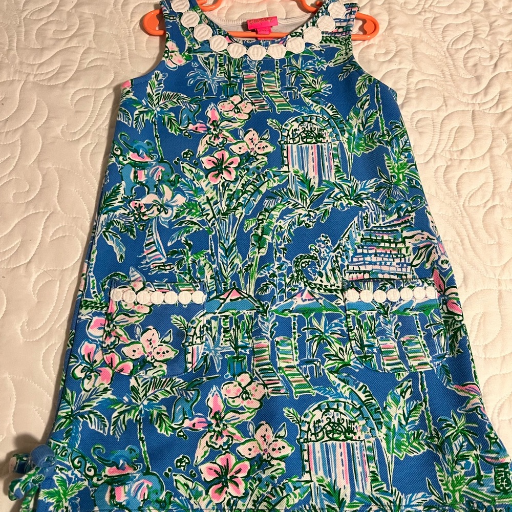 Lilly Pulitzer Blue Tropical Shift Dress with Pink & Green Accents